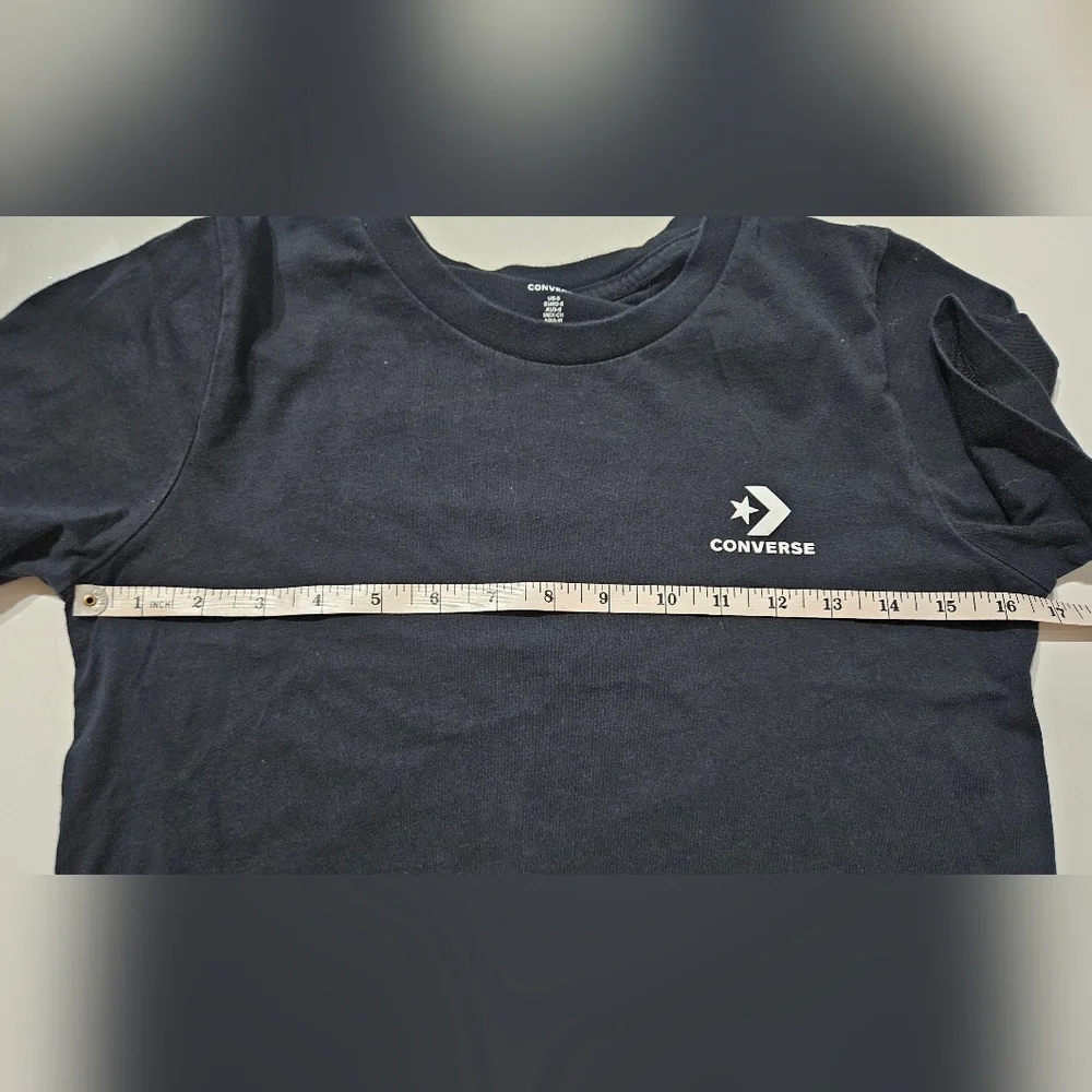 Converse Black Crop Tee with White Star Chevron Logo - Picture 4 of 7